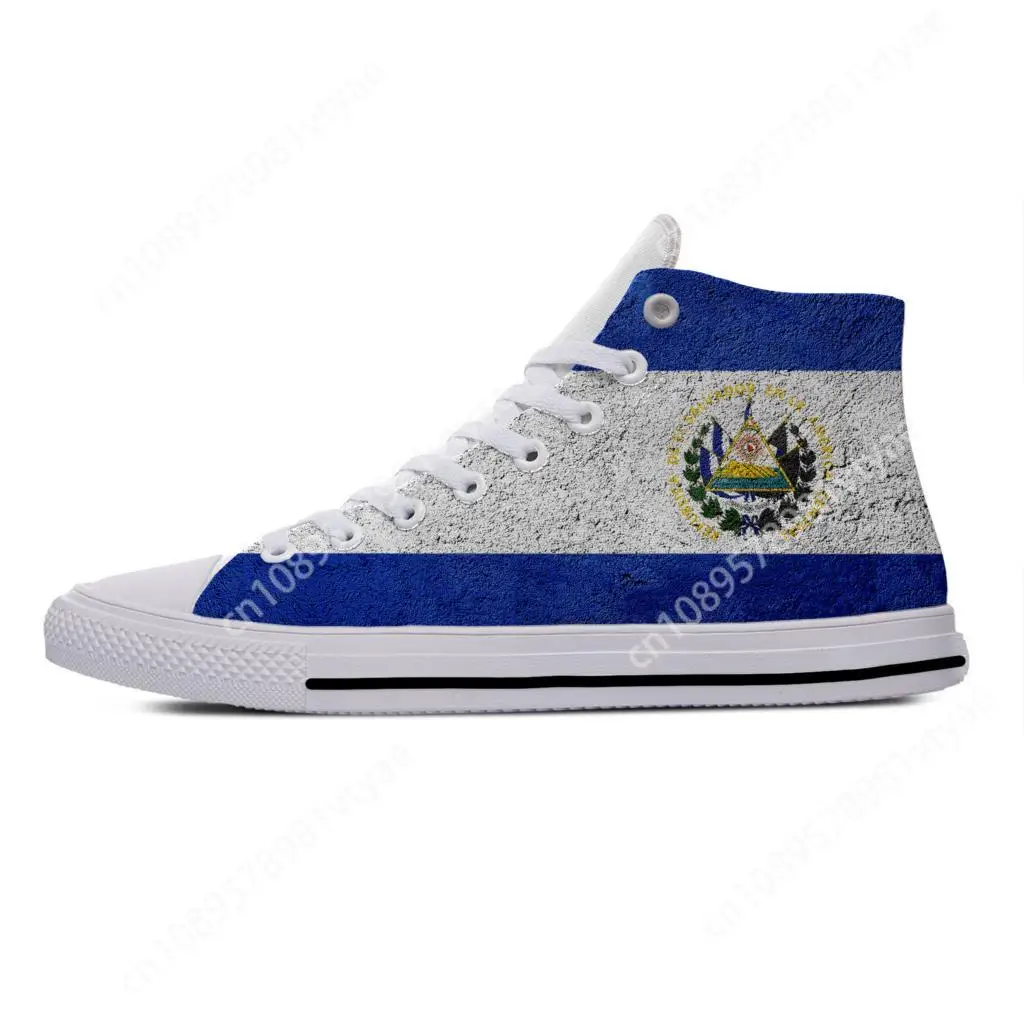 Hot Summer El Salvador Flag Popular Funny Novelty Casual Board Shoes High Top Lightweight Breathable Men Women Latest Sneakers