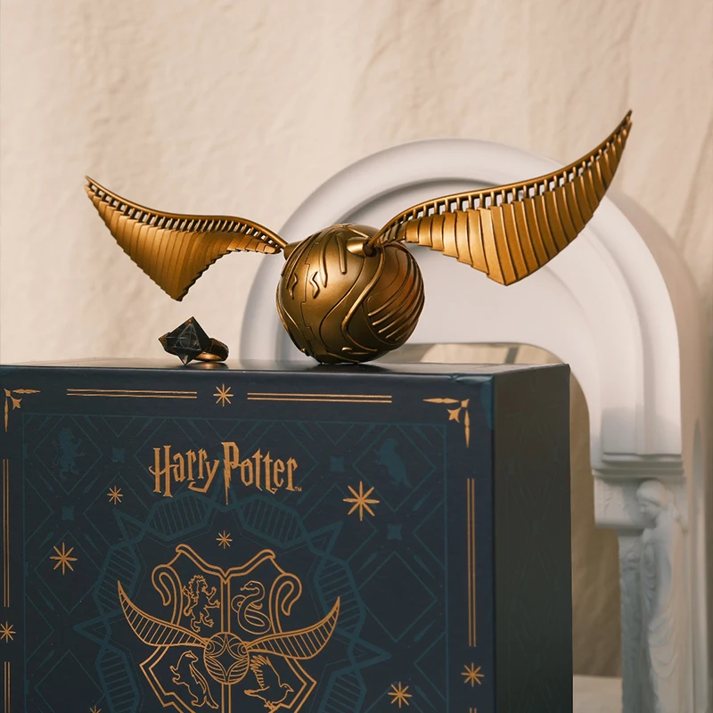 Figura de acción original de la película Harry Potter, Snitch Dorada, modelo de juguete coleccionable, se puede abrir, con anillo, regalo para amigos