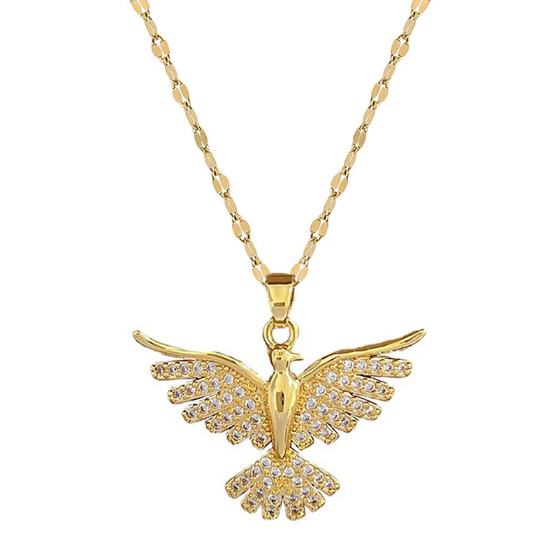 1PcTitanium Steel Phoenix Wing Animal Necklace Fashion Bird Wedding Personality Versatile Clavicle Chain Birthday Gift