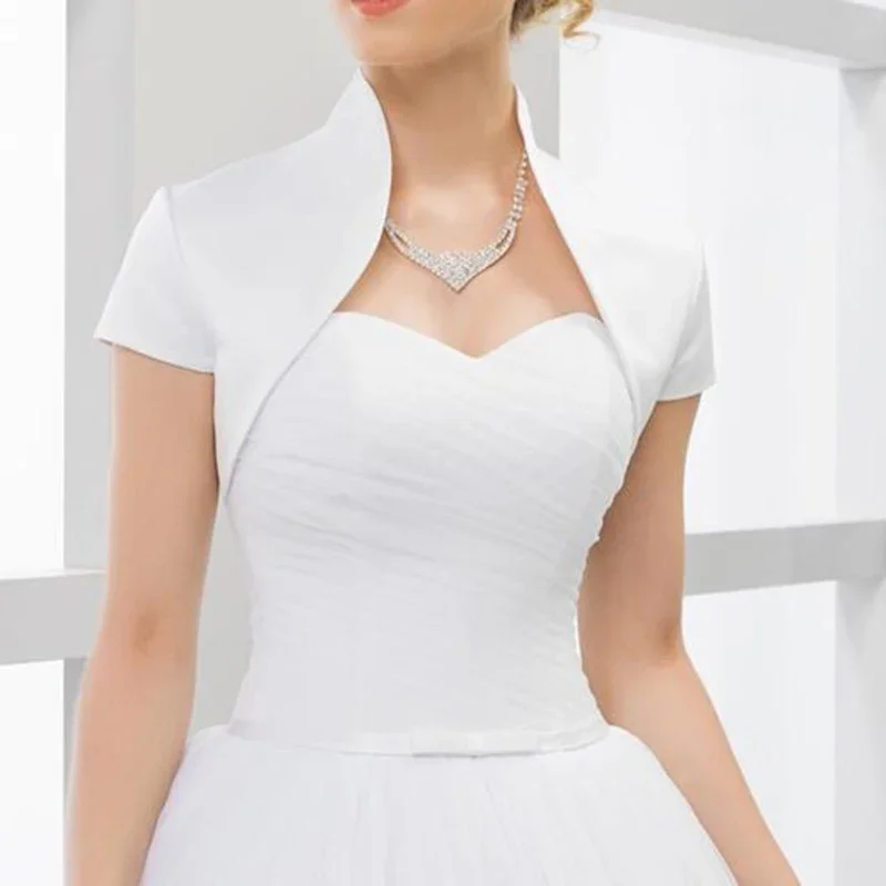 Short Sleeves wedding jacket New Arrival satin bolero jackets for Bridal Party Coat  Bridal Jacket Custom Made