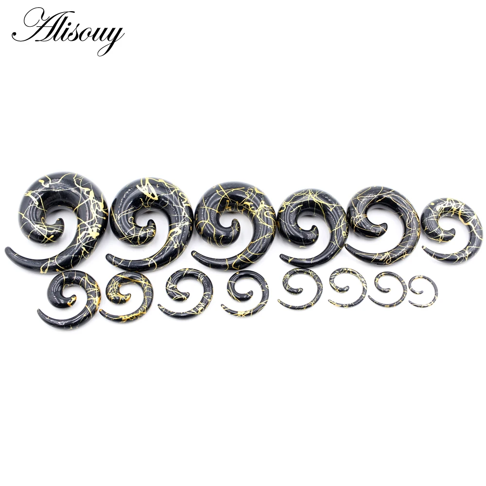 Alisouy 2PC Acrylic Spiral Ear Plug Stretching Tapers Body Jewelry Acrylic Ear Tapers Ear Expander Tunnel Gauges 1.6mm-20mm