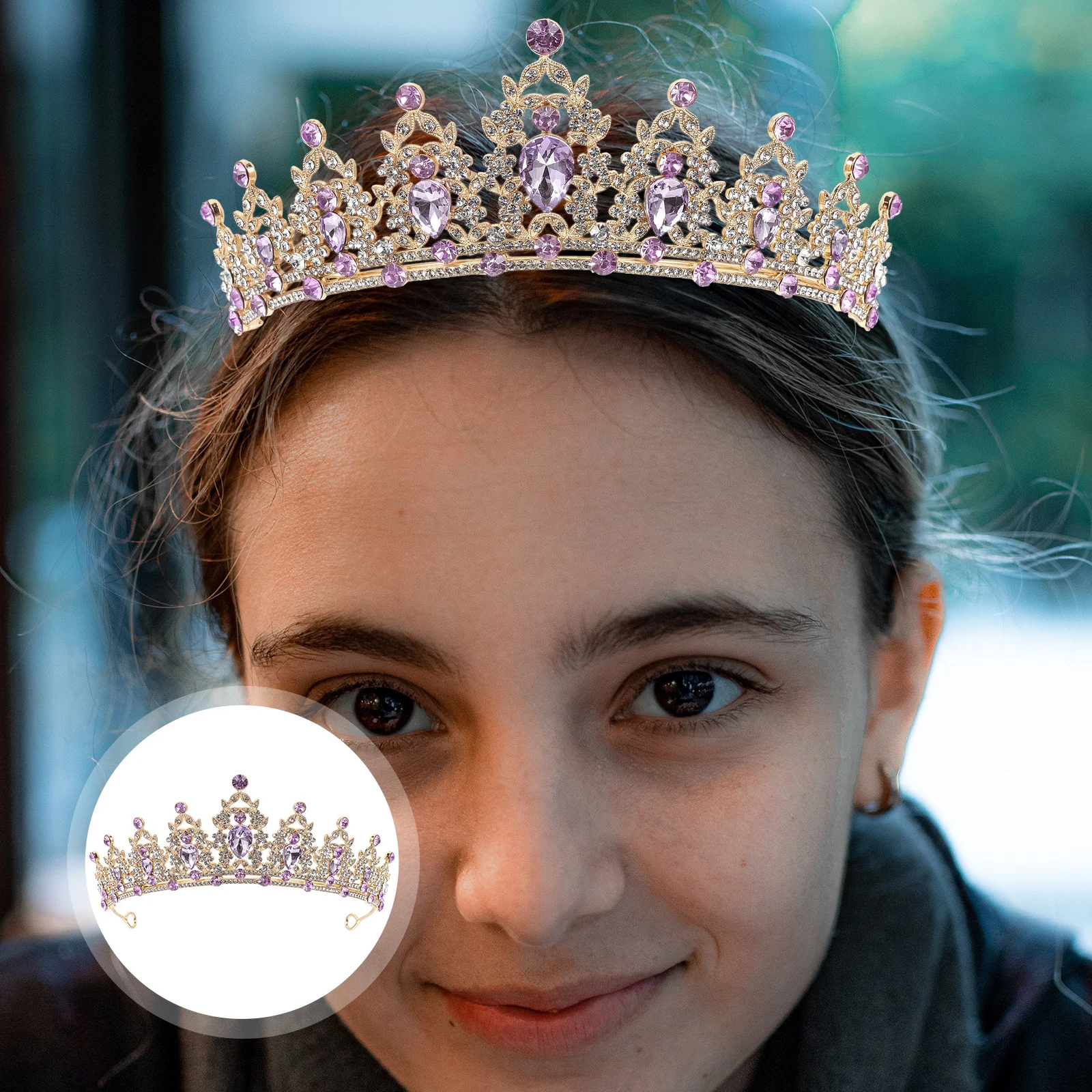 حجر الراين تيارا الزفاف تاج الزفاف إكسسوارات الشعر للعروس النساء حفلة موسيقية الاحتفال الحدث أغطية الرأس #2