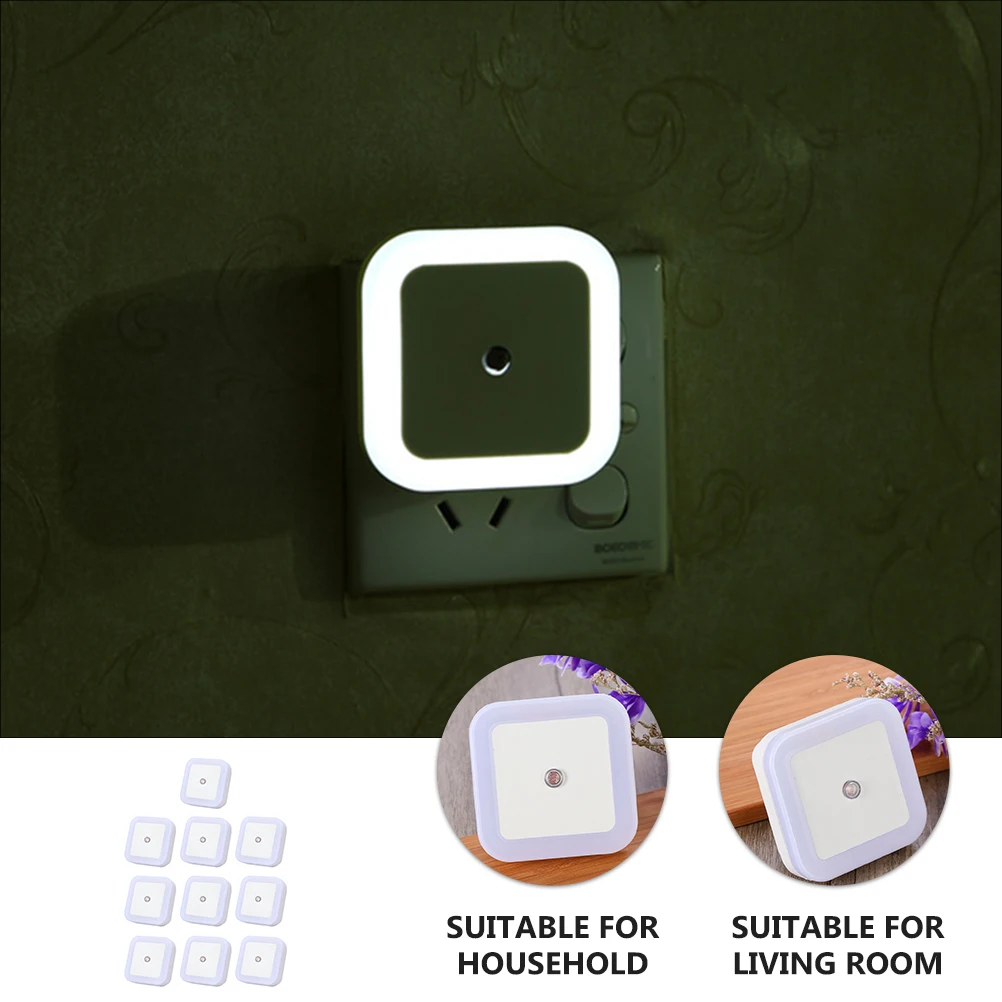 10 قطعة Led ليلة الاستشعار مصباح التوصيل في ليلة صغيرة لغرفة النوم غرفة المعيشة مكتب المنزل ضوء منخفض مع مستشعر الضوء