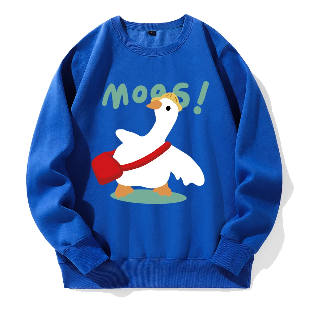 A Big Goose Carrying A Backpack Prints Hoodies Man Fashion Versatile Hoodie Simple Casual Warm Hoody Autumn Fleece Streetwear