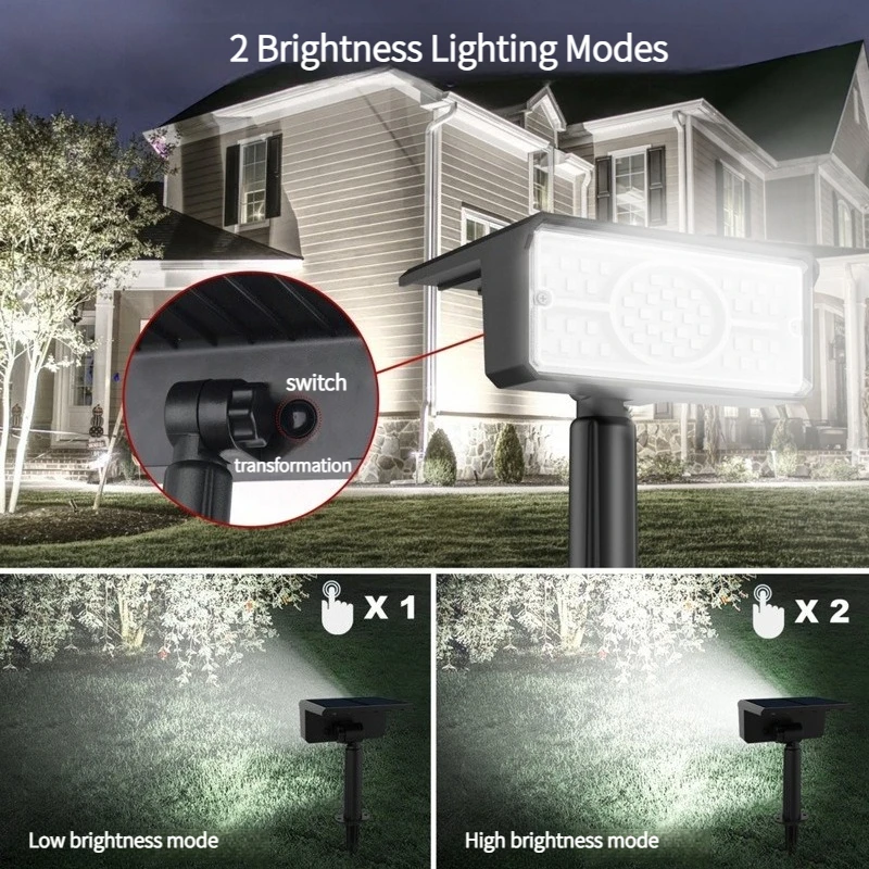 أضواء كاشفة تعمل بالطاقة الشمسية عبر الحدود، IP65 خارجية مقاومة للماء ومشرقة LED أضواء مقبس أرضية فناء الفيلا أضواء حديقة متكاملة #2