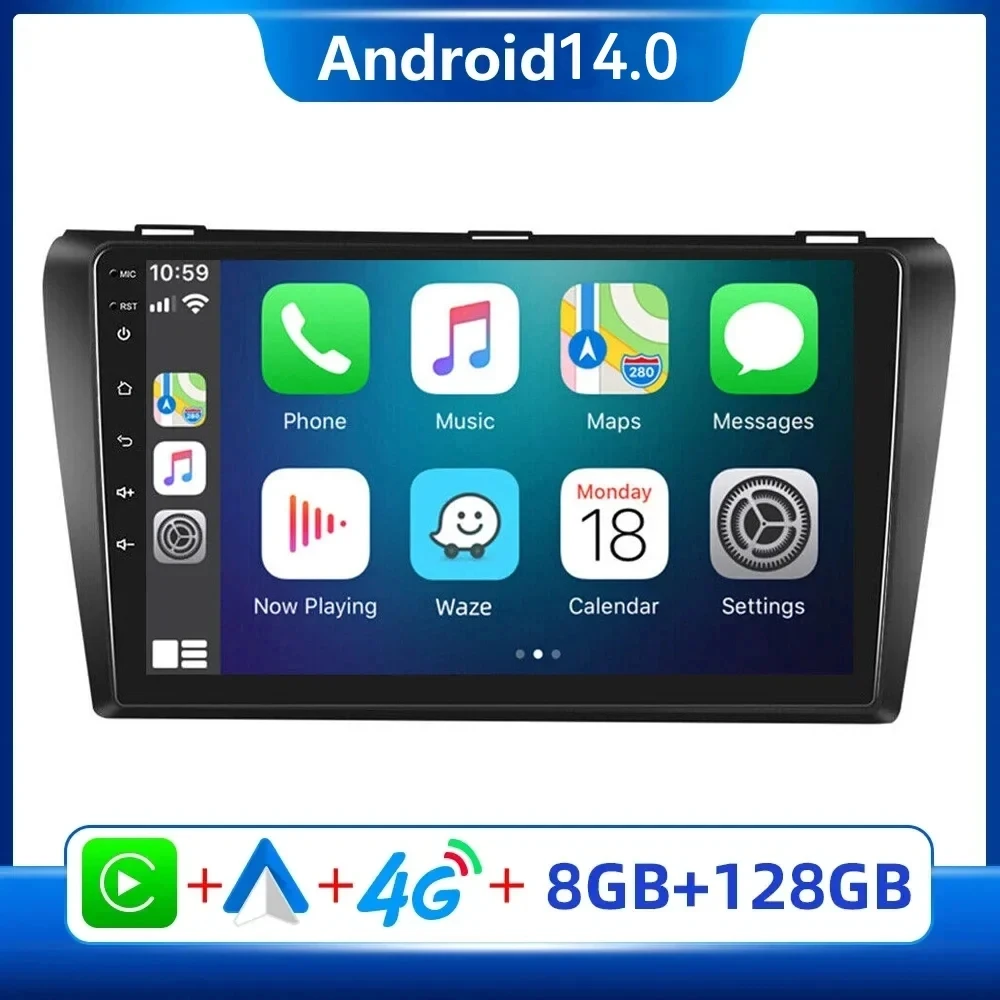 

9"Inch 4G+WiFi DSP 2din Android 14 Car Radio Multimedia Player Auto Stereo Navigation GPS For Mazda 3 2003-2008 2009 With BOSE