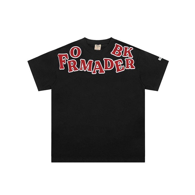 

Motorcycle Retro Three-Dimensional Letter Printed Short-Sleeved Loose and Versatile Tops for Men and Women, Summer Trend