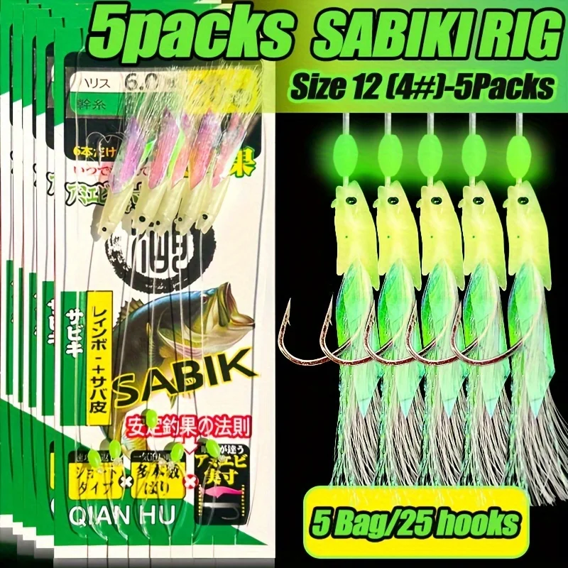 5/10 Stück Sabiki-Rigs, Leuchtfischköpfe, Angelköder-Rigs, Meeresangelhaken, Makrelen-Rigs für Süß- und Salzwasser