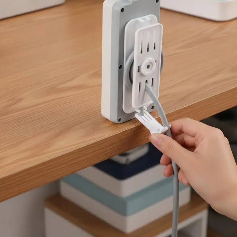 Wall-Mounted Power Strip Holder Self-Adhesive Desktop Socket Fixer Fixator Plug Socket Cable Wire Organizer Rack