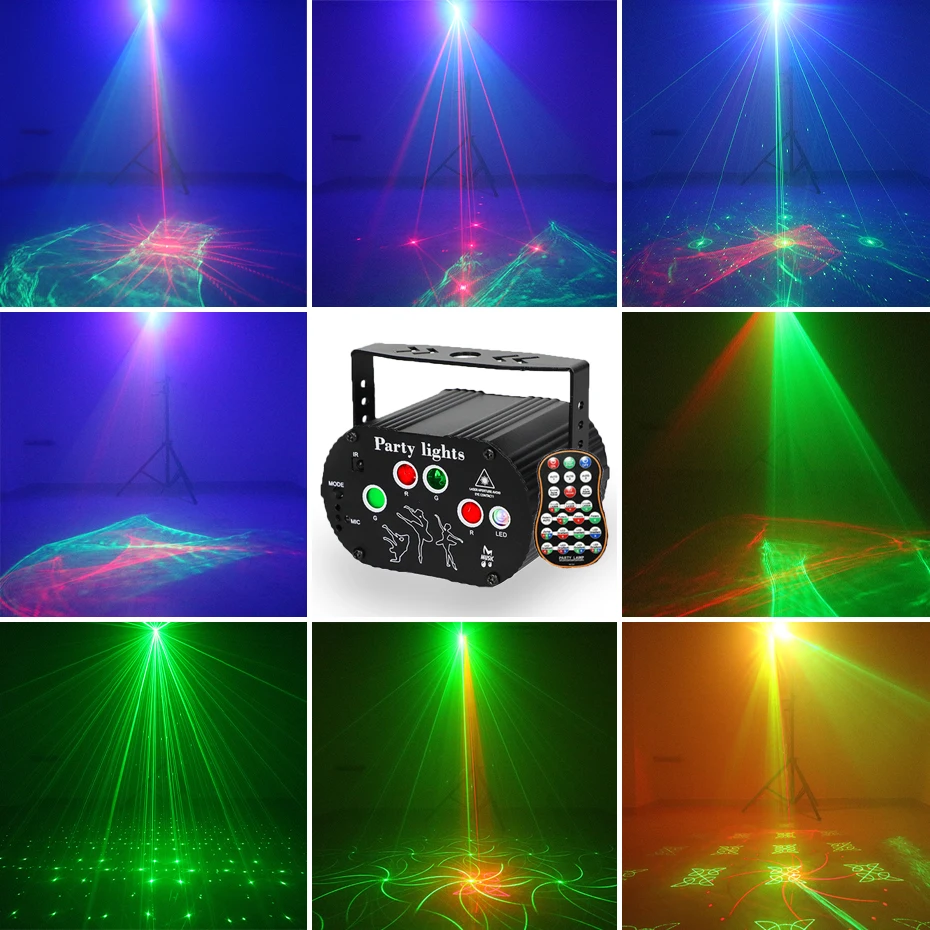 ALIEN Mini projecteur Laser Disco LED, Rechargeable par USB, son UV, effet stroboscopique sur scène, lampe de fête de mariage, de noël