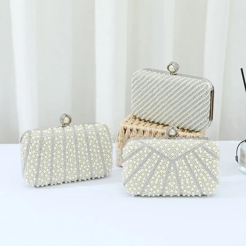 

Женская вечерняя сумка с жемчугом, модная простая женская сумка на цепочке, блестящие стразы, женское платье для свадебной вечеринки, банкетный клатч