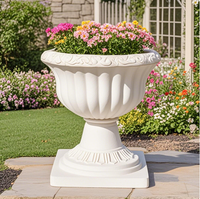 White Plastic Porch Decor Flowerpot Large Outdoor Planter Roman Column Flower Pot Planting Pots Balcony Household