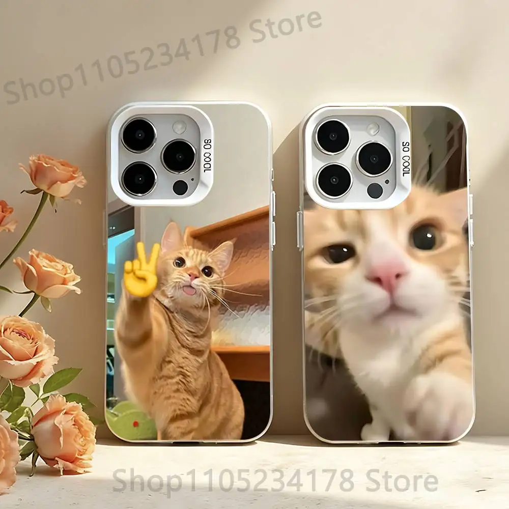 

Cute Cat Meme Phone Case For iPhone 17,16,13,12,11,15,14,Pro,Max,Plus,SE4,Air,Mini White IMD Matte