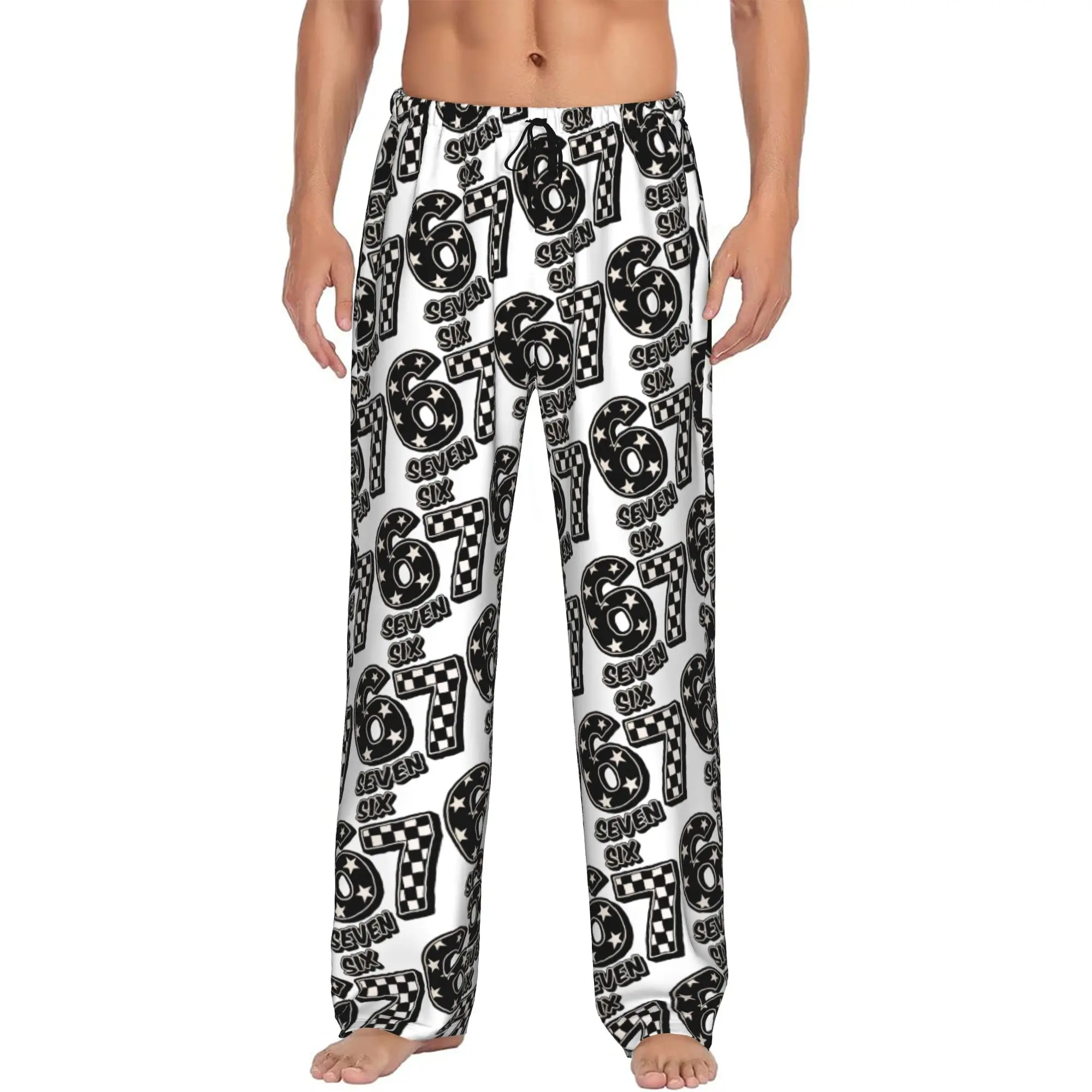 Custom Funny Sixty Seven  Pajama Pants Men  Lounge Sleep Stretch Sleepwear Bottoms with Pockets