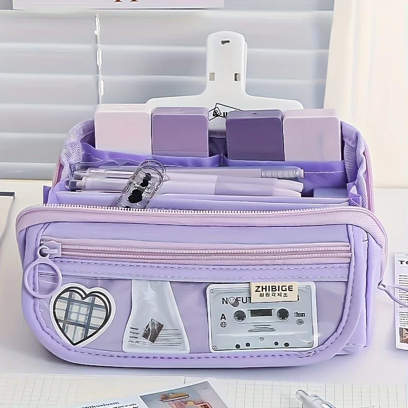 Large Capacity Pencil Case, Multi-layer Stationery Bag, Desktop Stationery Storage Bag, Large Capacity Stationery Box, Handheld