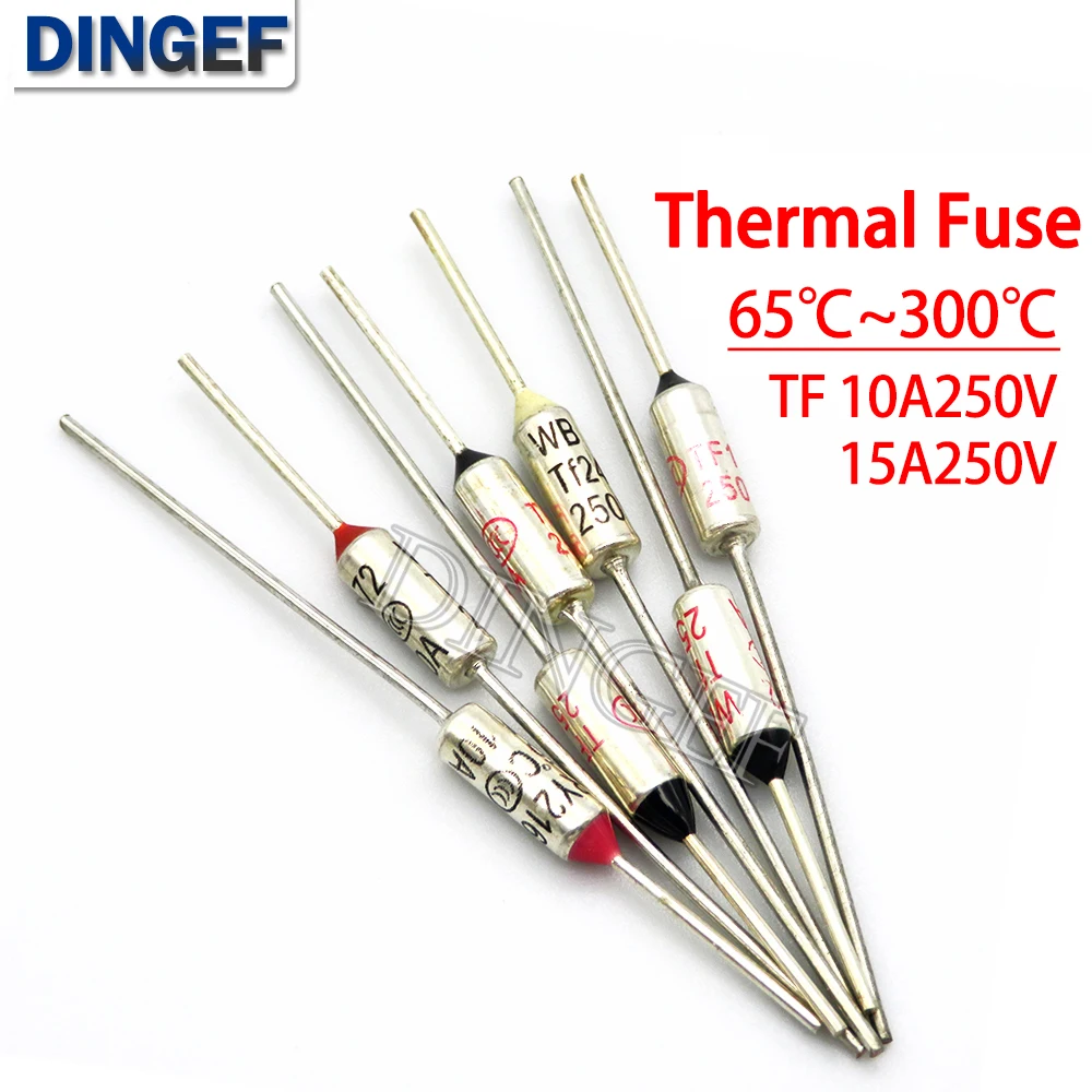 TF Thermal Fuse RY 10A 15A 250V Temperature dingef 65C 73C75C 85C 100C 120C 130C 152C 165C 172C 185C 200C 216C 240C 300C