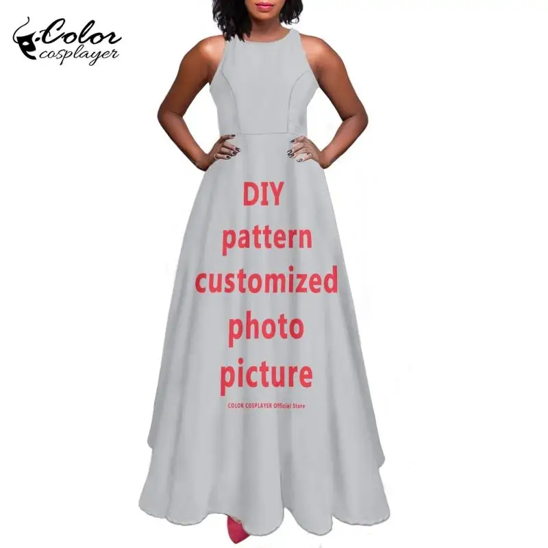 

Color Cosplayer Customized Slip Dress Anime Pattern Diy Gown Stage Cosplay Costume Carnival Festival Fan Club Outfit Adult Wear