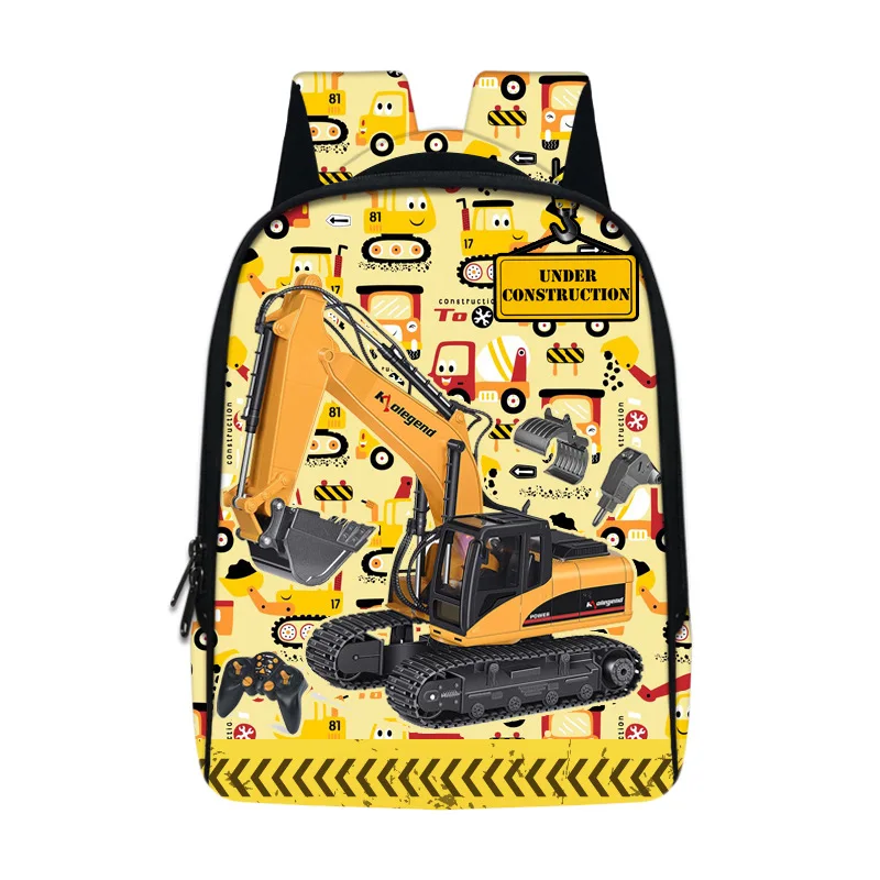 New Excavator Cartoon Printed Kindergarten Backpack Polyester Burden Reduction Printed Backpack On Behalf Of.