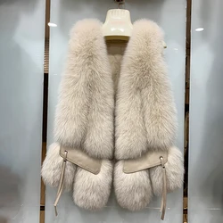 MPPM nuove donne gilet di pelliccia di volpe moda inverno genuino gilet di volpe gilet con scollo a v autunno giacche da donna cappotti di lusso di alta qualità