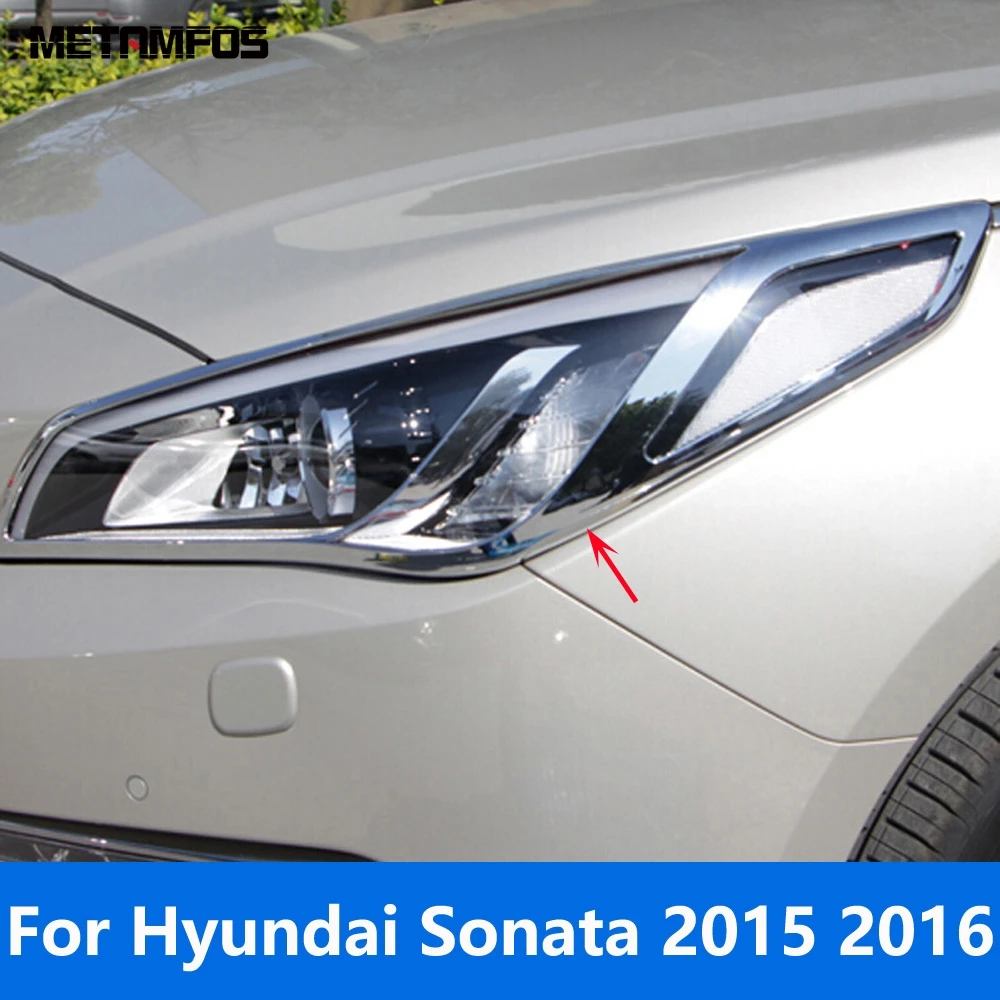 

For Hyundai Sonata 2015 2016 Chrome Head Light Lamp Cover Trim Headlamp Frame Sticker Protector Exterior Accessories Car Styling