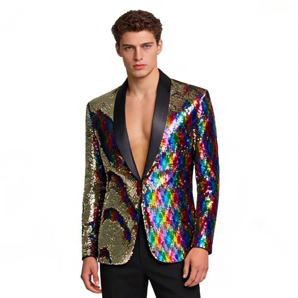 

Мужские блейзеры с пайетками для модного дизайна, цветные, приталенные, с шалевым воротником, для выпускного вечера, вечерних мероприятий, торжеств, свадеб, банкетов, костюмные пиджаки, смокинги