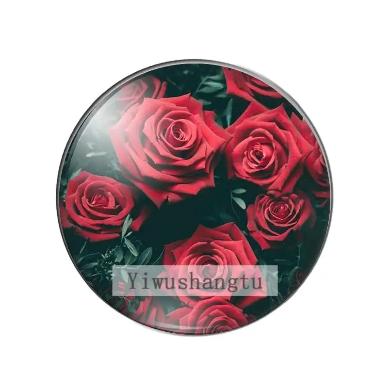 Fashion Beauty Flower Rose 10pcs 12mm/18mm/20mm/25mm Round Photo Glass Cabochon Demo Flat Back Making Findings ZB0543