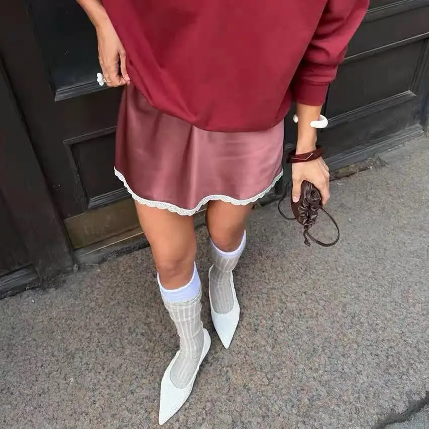 HOT Summer Sexy Satin Mini Skirts Silk Short Skirt For Woman  Female Dresses Mini A Line Skirts Casual Slim Elastic Waist Skirt