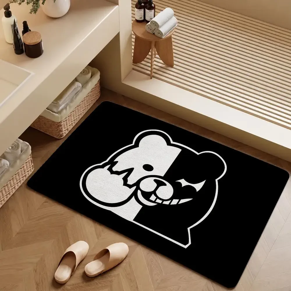 Game Monokuma Danganronpa Hope's Peak Floor Mat Soft Flannel Entrance Doormat Non-Slip Washable Rug For Bedroom Home Decor