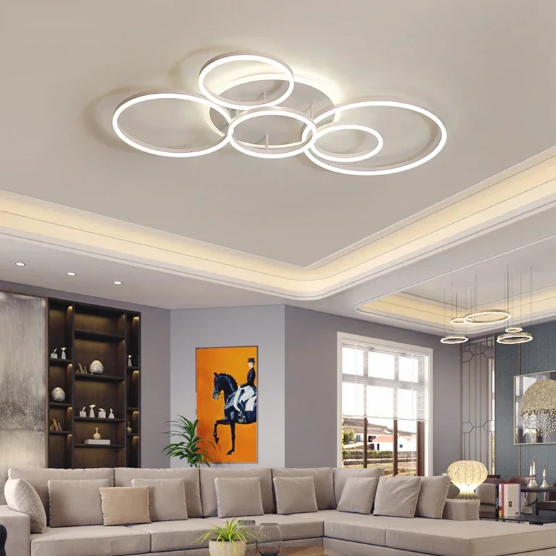 

Modern Minimalist Living Room Light Ceiling Light Personalized Creativity Atmospheric Circular Ring Bedroom LED Lights