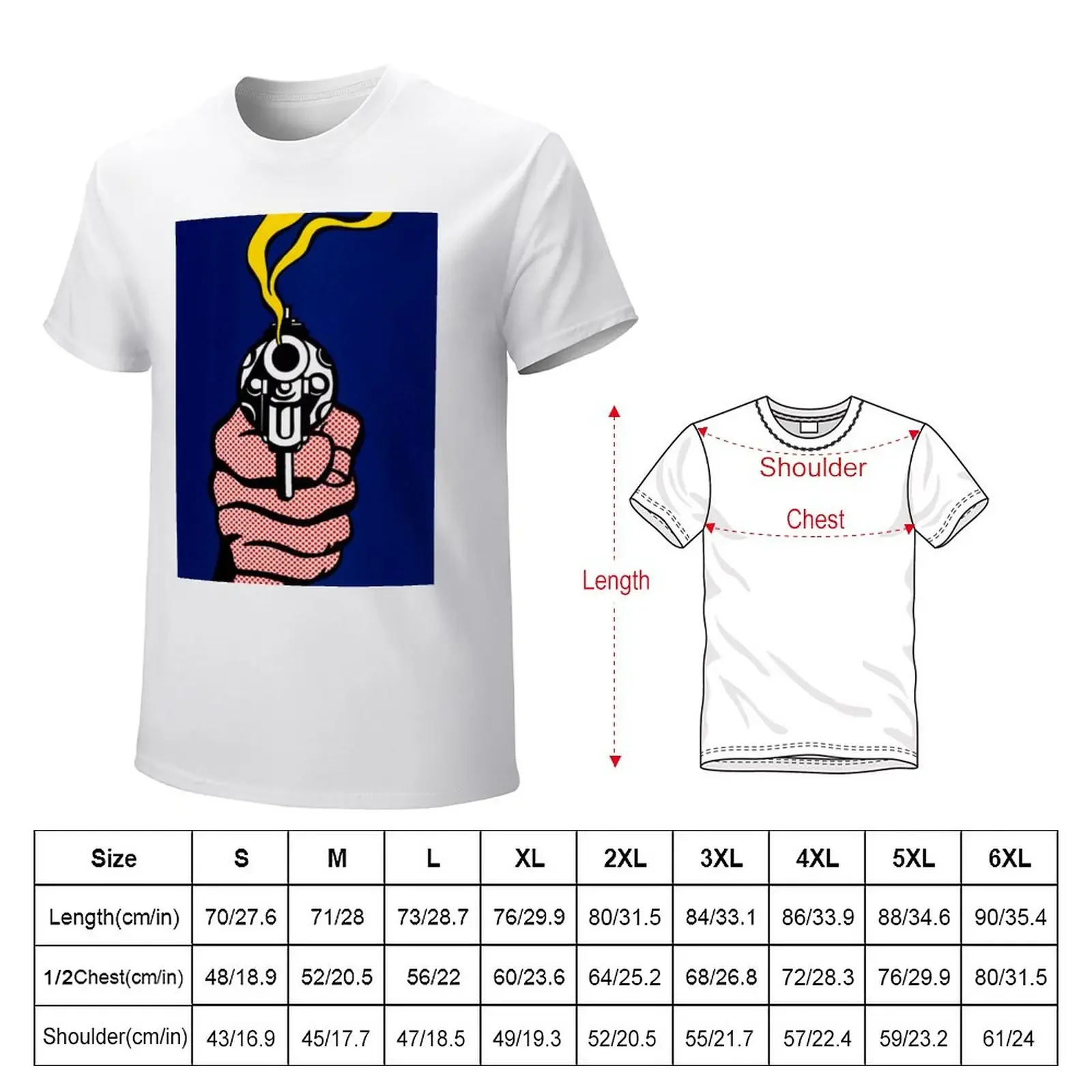 The Gun in America, by Roy Lichtenstein T-Shirt blanks customs design your own fitted t shirts for men