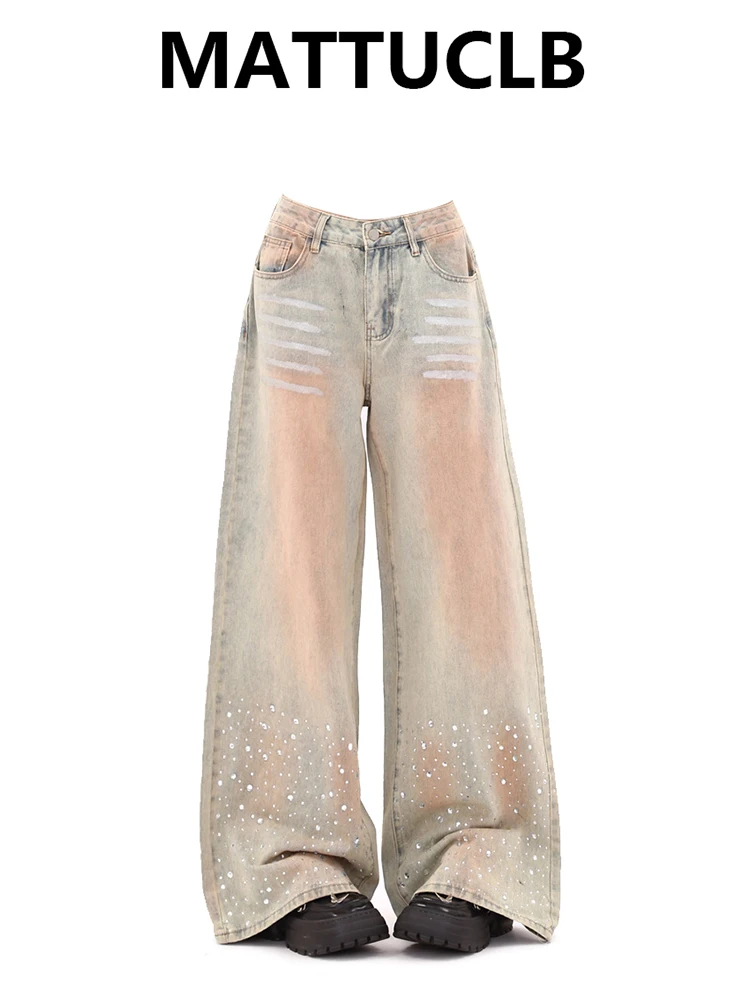 

Осень-зима 2022, женские джинсовые брюки, винтажные уличные мешковатые джинсы Y2K, японские широкие ковбойские джинсы в стиле Харадзюку для мам, гранж