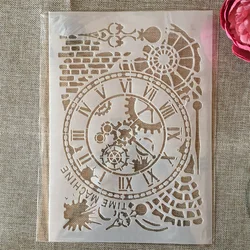 A4 29cm Vintage Clock Time Brick Wall DIY Layering Stencils Painting Scrapbook Coloring Embossing Album Decorative Template