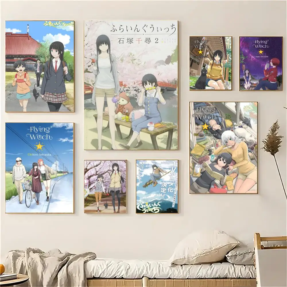Flying Witch Manga Slice of Life  Poster Self-adhesive Decal Living Room Bedroom Party Bar Decor Moisture-proof Fade-resistant