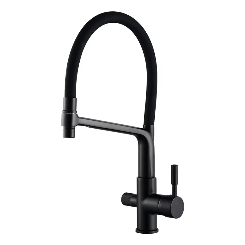 All-Copper Self-Drinking Water Purifier Faucet 360-Degree Rotating Universal Drawing for Vegetables Three-in-One Kitchen Faucet