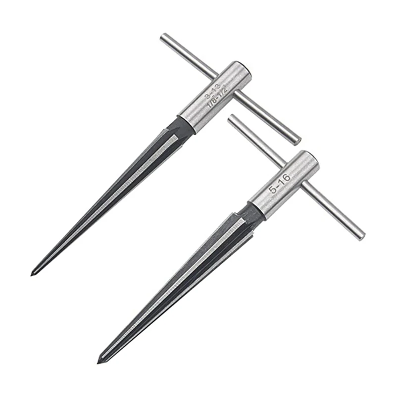 Promotion! 2Pcs1/8In-1/2In3-13Mm&5Mm-16Mm Bridge Pin Hole Handheld Reamer T-Taper 6 Slot Chamfer Reaming Woodworking Cutting Too