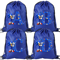 Sonic New Drawstring Bag A-Z Letters Cartoon Storage Bags Anime Drawstring Pouch Party Props Christmas Gift Large Capacity Bag