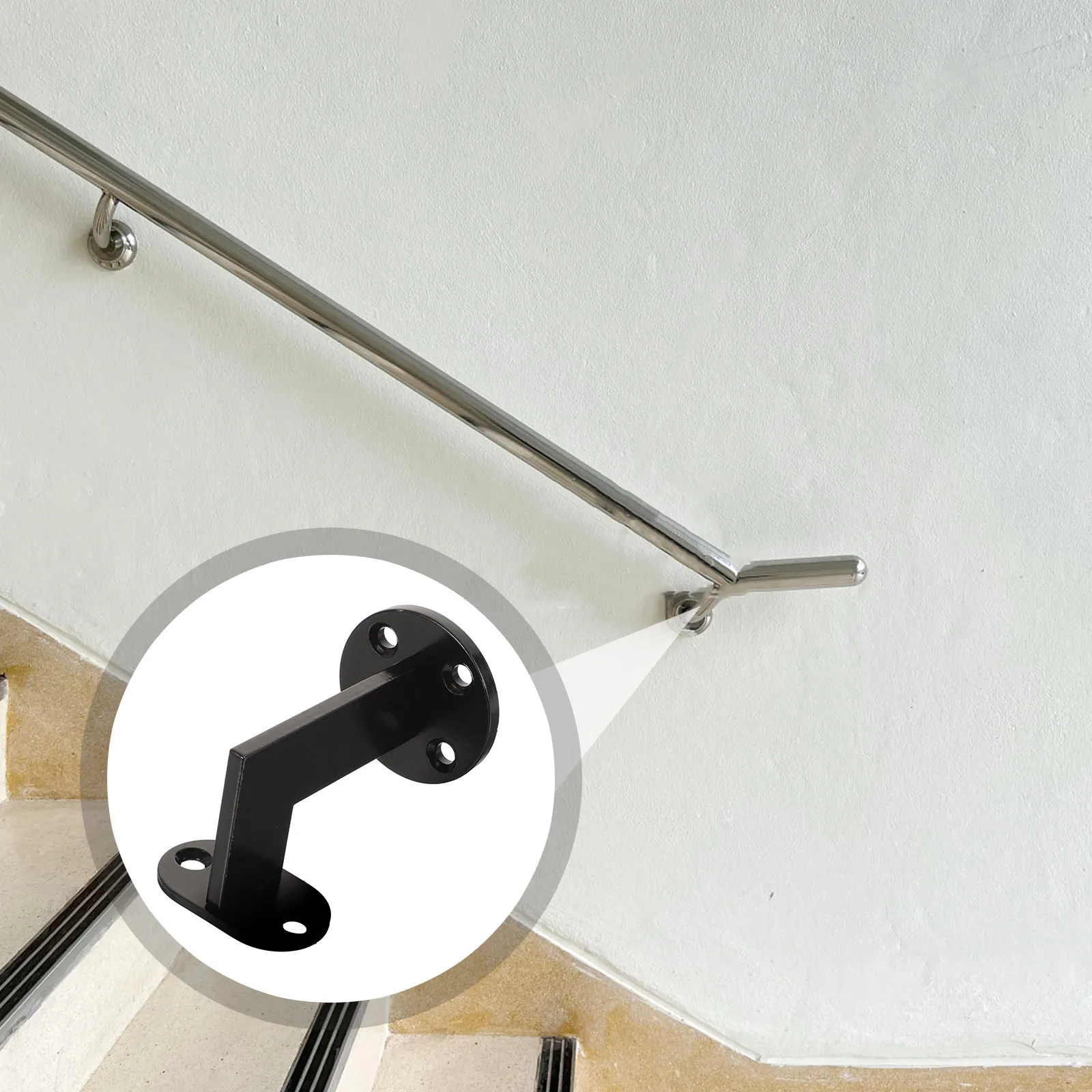 Handrail Bracket Stainless Steel Brushed Finish Stair Railing Support Indoor Outdoor Stairway Mount Handrail Bracket