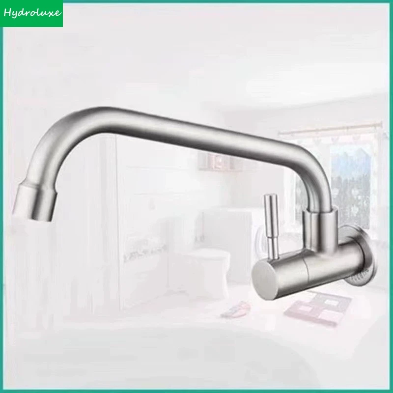 

Кухонный смеситель из нержавеющей стали, настенный, с одной ручкой, только для холодной воды, поворотный на 360 градусов, для раковины