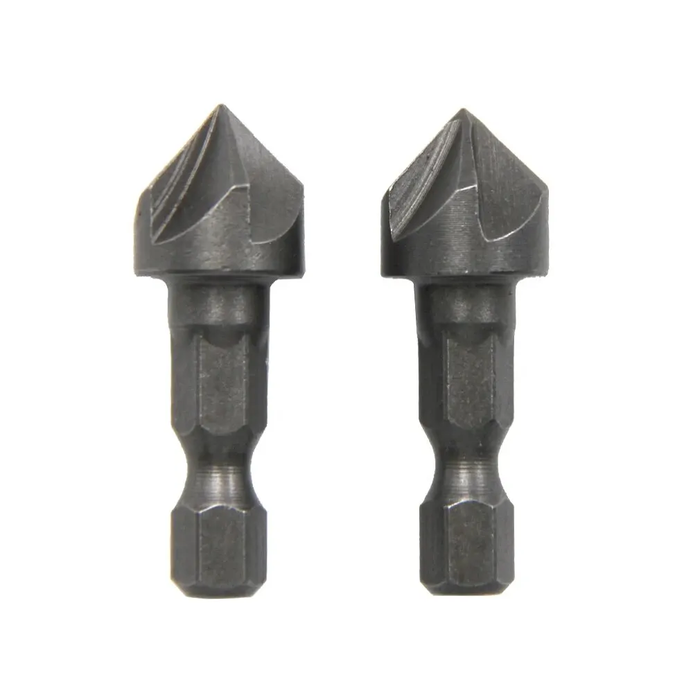 2 st 1/2 Zeshoekige Schacht Vijf Blade Verzonken Boor 12.5mm 5 st Houtbewerking Gat Opener Spot Facer Ontbramen boor Set