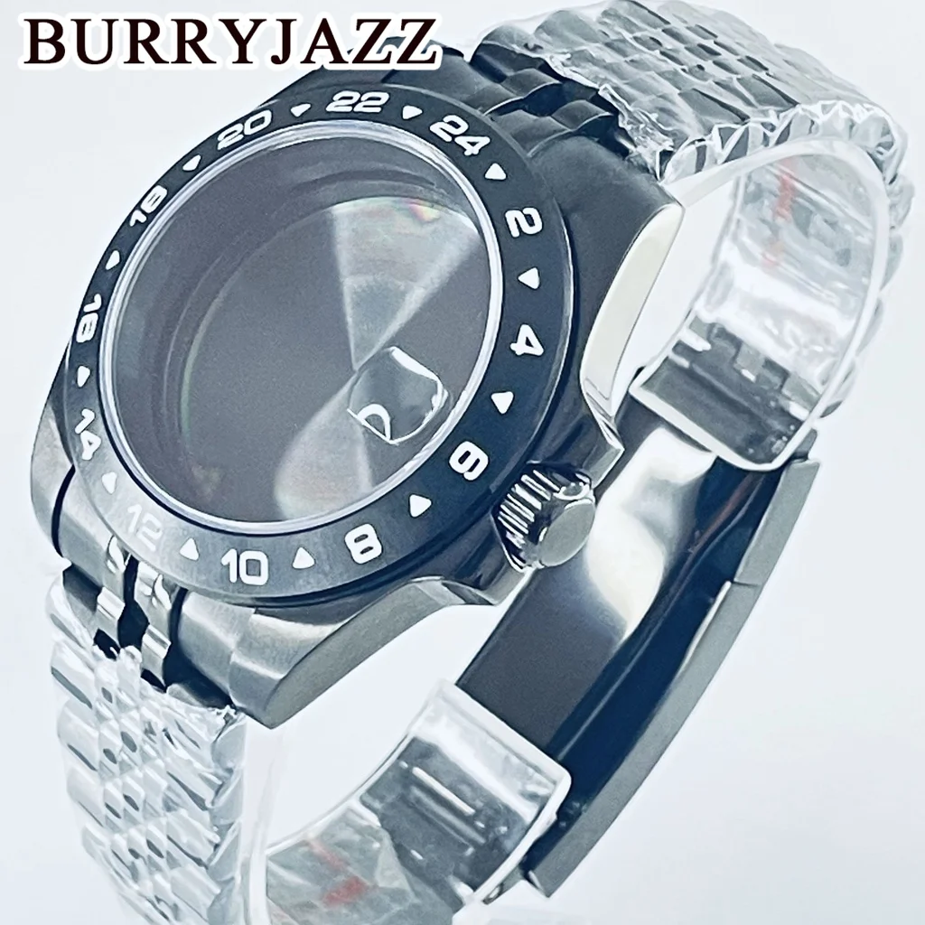 BURRYJAZZ 40 مللي متر 24 ساعة GMT الصلب الحافة صالح NH34 NH35 NH36 NH38 ETA2824 حركة الياقوت كريستال اكسبلورر الساعات ساعة