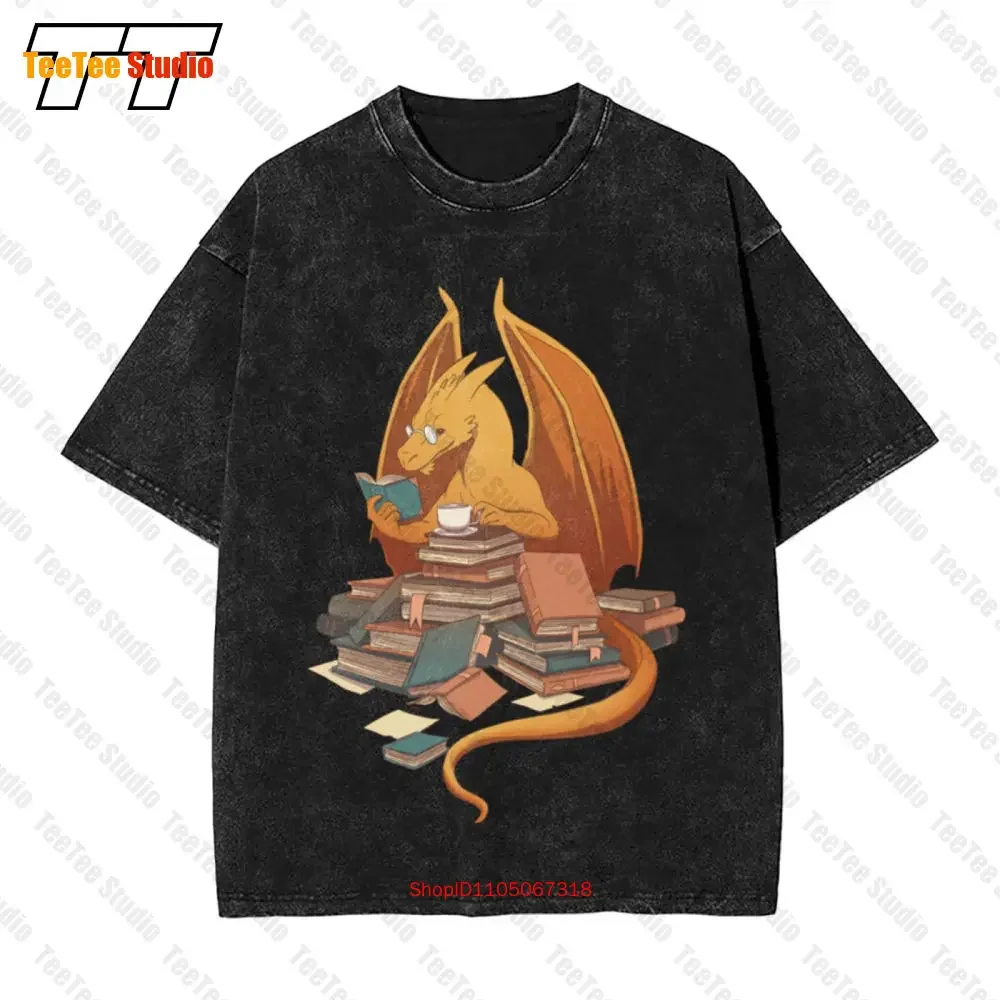 The Librarian S Horde Dragon Books Reading Horde Draco Vintage Oversized T-Shirt NTCD