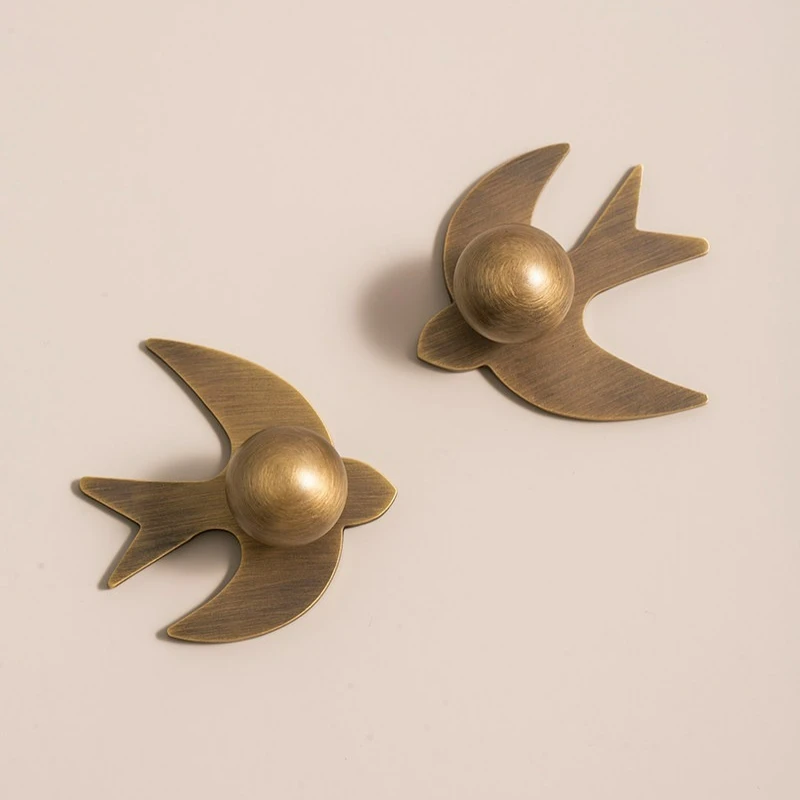2PC  Creative Design: Swallow Shaped Antique Bronze Cabinet Door Handle, Retro Door Handle