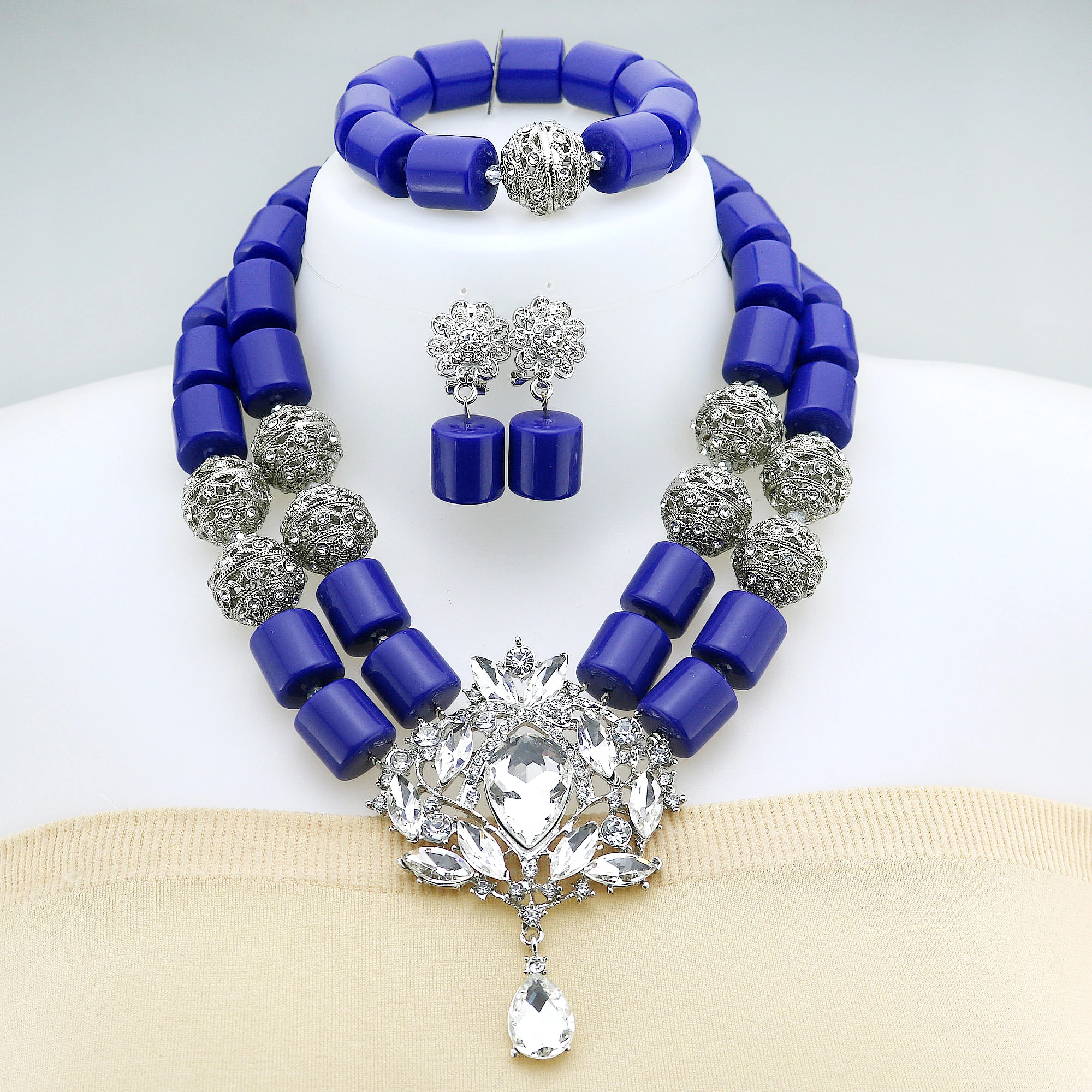 2024 Latest Resin Jewelry Sets Luxury French African Nigerian Wedding Bridal Party Beads 2024 Resin Jewelry sets