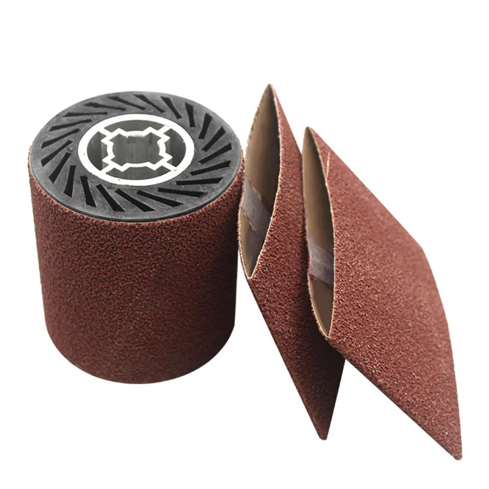 5pcs 92 x 100mm Sandpaper Sleeves for Rubber Polishing Wheels Emery Cloth Material Compatible with For Wire Drawing Equipment