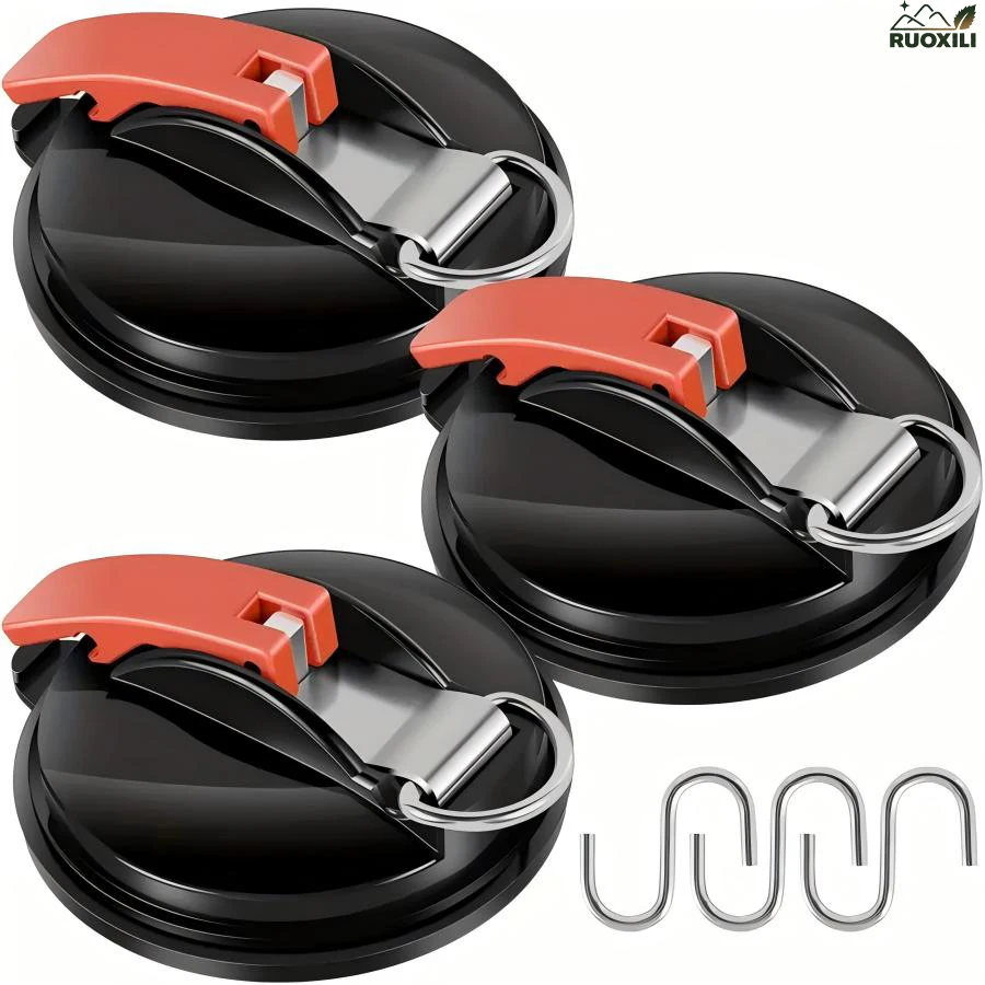 

1/2/3pcs Heavy-Duty Suction Cup Car Hooks - Versatile for Camping Essentials,Suitable for Car Canopy, Tent,Window & Glass