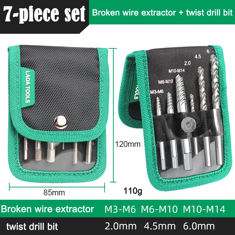 

LAOA Набор из 6 предметов для нарезания резьбы и сверления встроенных сверл, экстрактора сломанной проволоки, штамповки и скольжения зубов
