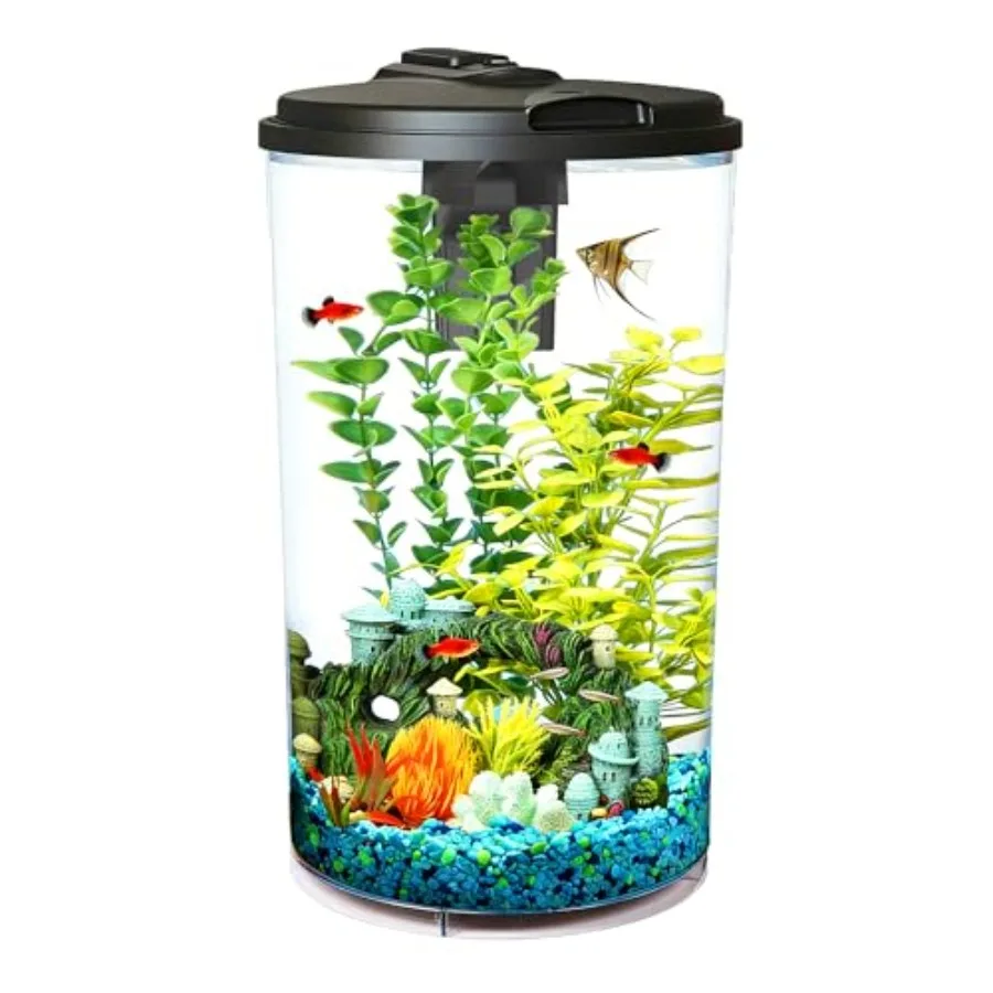 

Пластиковый аквариум AquaView 360 объемом 6 галлонов для тропических рыбок и рыбок-бетт с LED-подсветкой и фильтром, прозрачный, комплект из 4 предметов