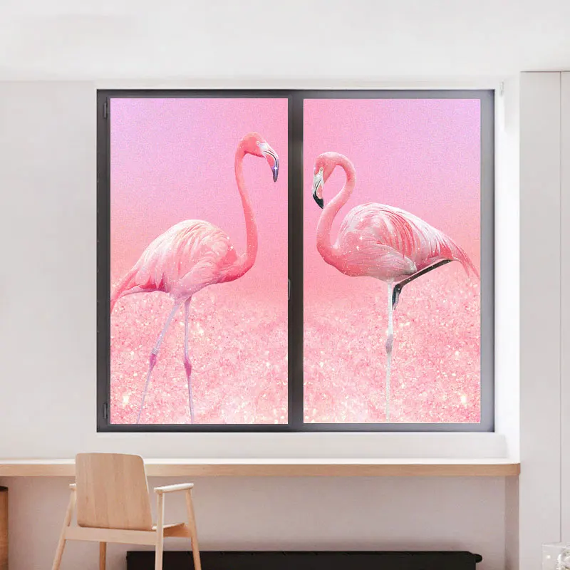 

Window Film Privacy Flamingo Frosted Glass Sticker UV Blocking Heat Control Window Coverings Window Tint for Homedecor