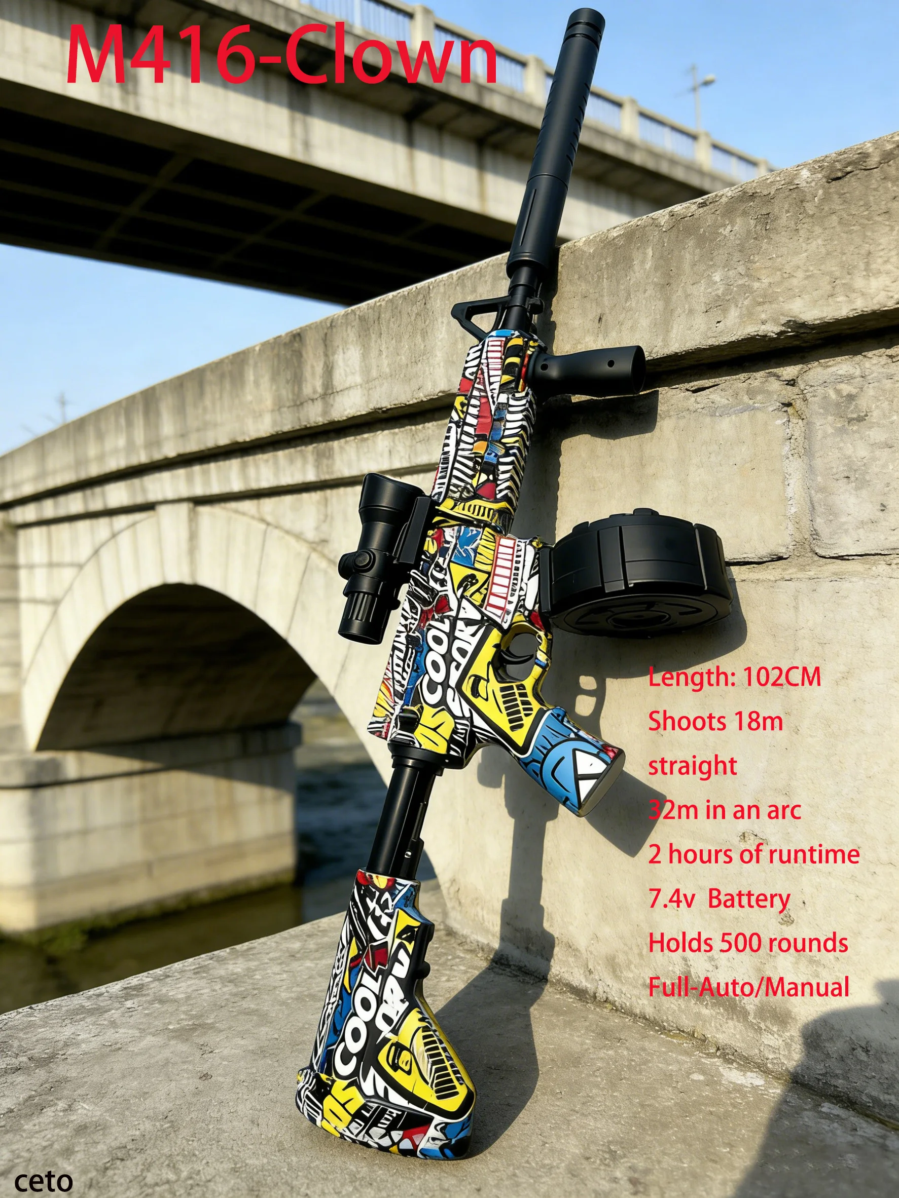 M416 Blaster a sfera in gel EBB completamente automatico con retroceso e alta velocità |   Rivista grande oltre 500 giri, sport tattici all'aperto e battaglia di squadre