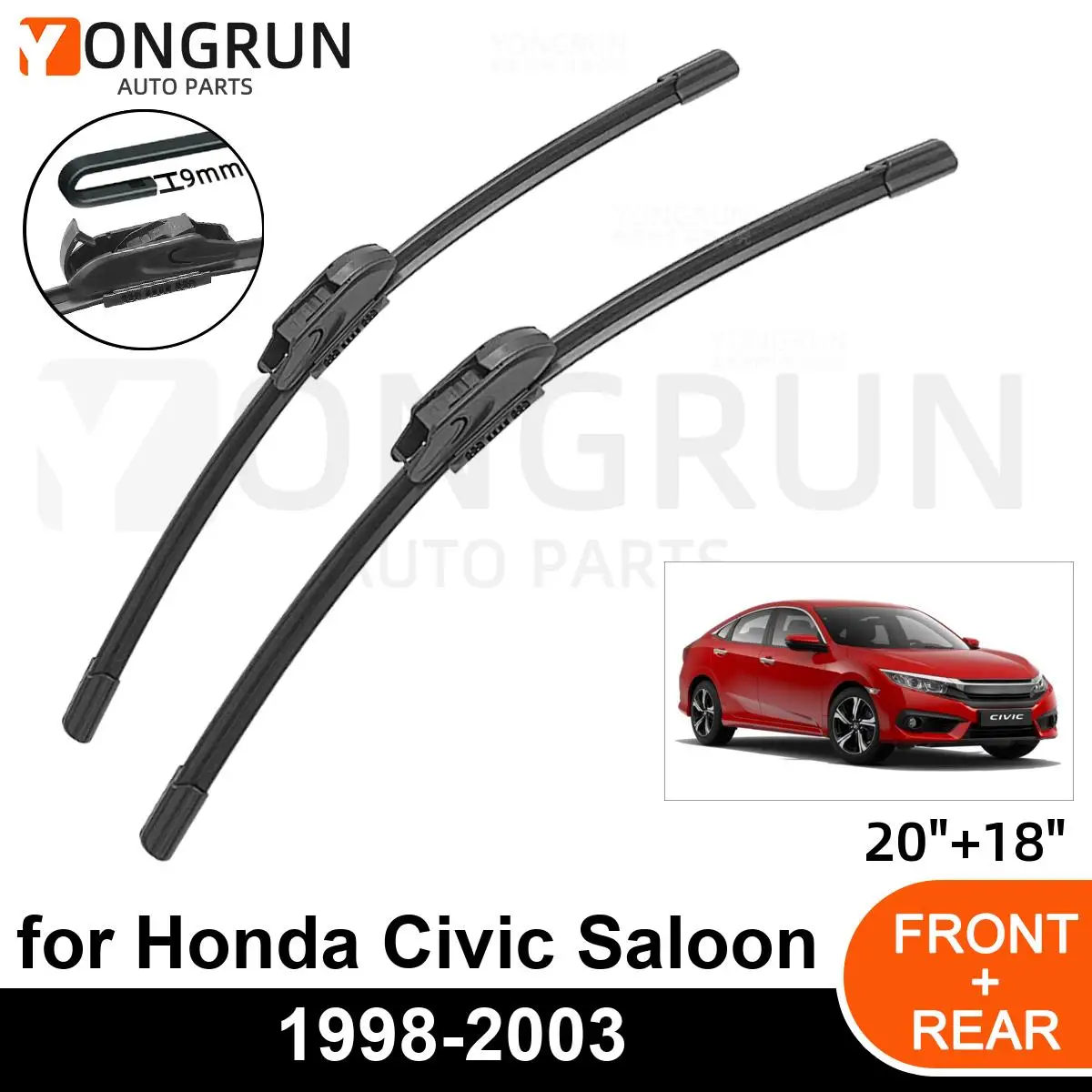 

Car Front Windshield Wipers For Honda Civic Saloon 1998-2003 Wiper Blade Rubber 20"+18" Car Windshield Windscreen Accessories